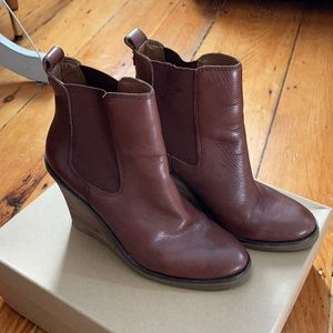 (Similar style to Yolene) dark brown leather wedge boot